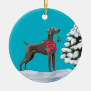 Weimaraner Kerstfeestdag Ornament