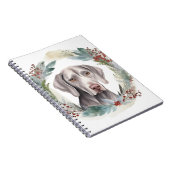 Weimaraner Kerstkrans Feestelijke Pup Notitieboek (Rechterzijde)