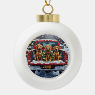 Weimaraner Kerstmis Rode Truck Vakantie Keramische Bal Ornament