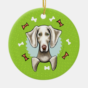 Weimaraner Kerstmis Wreath Keramisch Ornament