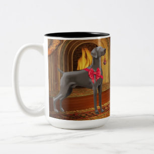 Weimaraner-kerstMok Tweekleurige Koffiemok