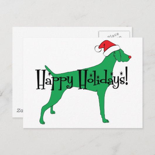 Weimaraner Kerstvakantie Feestdagenkaart (Voorkant / Achterkant)