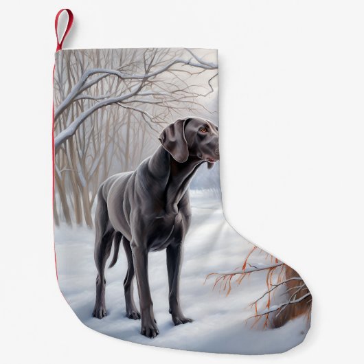 Weimaraner Laat het Sneeuwen Kerstmis Kleine Kerstsok (Voorkant)