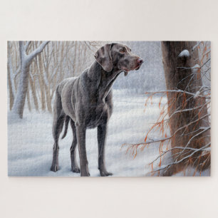 Weimaraner Laat het sneeuwen Kerstmis Legpuzzel