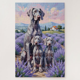 Weimaraner Lavendelveld Kunst Legpuzzel