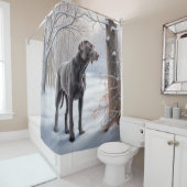 Weimaraner liet het sneeuwen Kerstmis Douchegordijn (In situ)