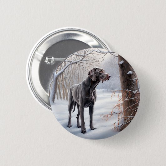 Weimaraner liet het sneeuwen Kerstmis Ronde Button 5,7 Cm (Voorkant /achterkant)