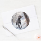 Weimaraner liet het sneeuwen Kerstmis Ronde Sticker (Envelop)