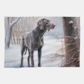 Weimaraner liet het sneeuwen Kerstmis Theedoek (Horizontaal)