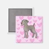 Weimaraner Love Magneet (Voorkant / Achterkant)