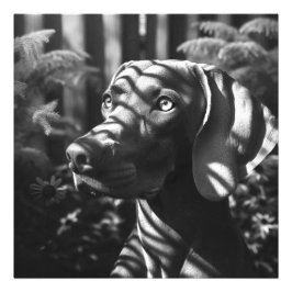 Weimaraner "Majestic Hunter" BW Foto Afdruk