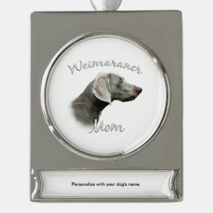 Weimaraner Mam 2 Verzilverd Banner Ornament