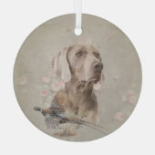 Weimaraner met fazant glas ornament (Achterkant)