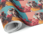 Weimaraner met Heart Rozen Valentijnsdag Cadeaupapier (Rol Hoek)