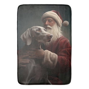 Weimaraner met Kerstman Feestelijke Kerstmis Badmat