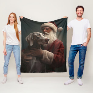 Weimaraner met Kerstman Feestelijke Kerstmis Fleece Deken