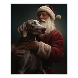 Weimaraner met Kerstman Feestelijke Kerstmis Perfect Poster
