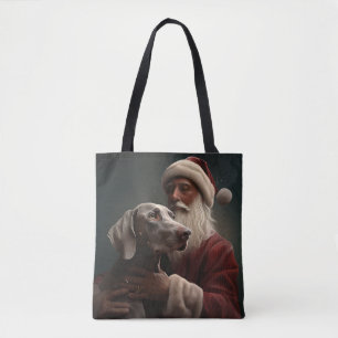 Weimaraner met Kerstman Festive Kerstmis Draagtas