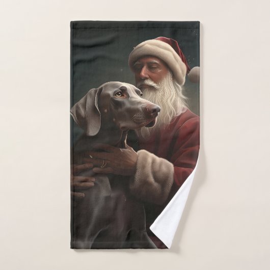 Weimaraner Met Sinterklaas Feestelijke Kerstmis Bad Handdoek (Handdoek)