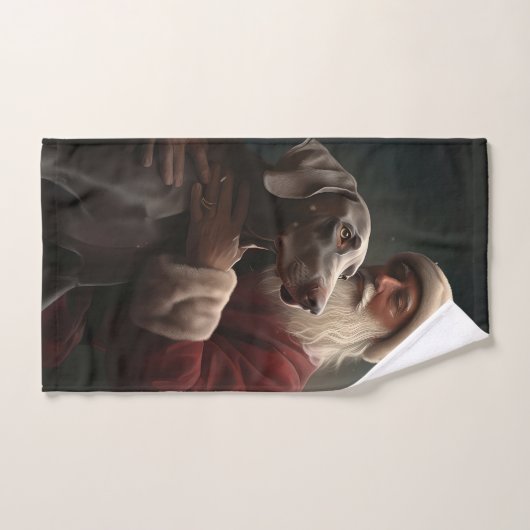 Weimaraner Met Sinterklaas Feestelijke Kerstmis Bad Handdoek (Handdoek)