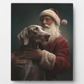 Weimaraner Met Sinterklaas Feestelijke Kerstmis Fotoplaat (Voorkant)