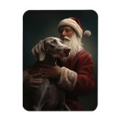 Weimaraner Met Sinterklaas Feestelijke Kerstmis Magneet (Verticaal)