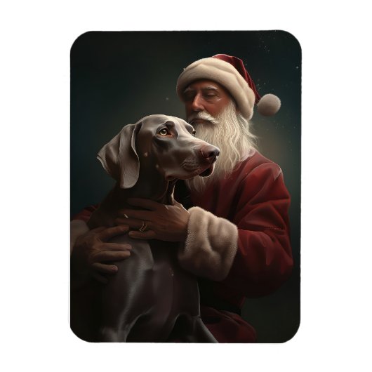 Weimaraner Met Sinterklaas Feestelijke Kerstmis Magneet (Verticaal)