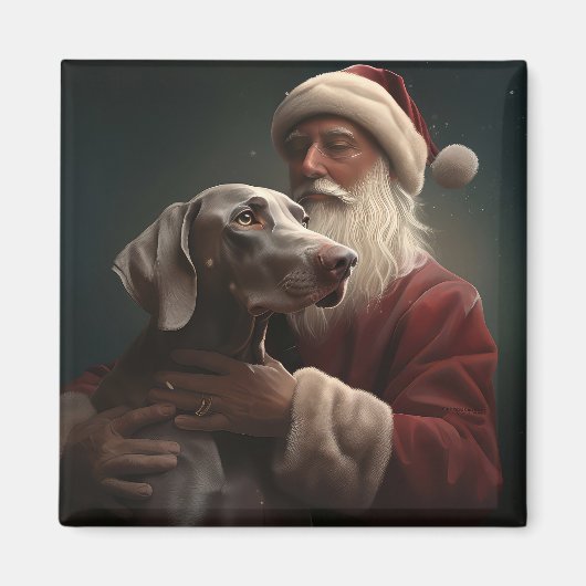 Weimaraner Met Sinterklaas Feestelijke Kerstmis Magneet (Voorkant)