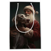 Weimaraner Met Sinterklaas Feestelijke Kerstmis Medium Cadeauzakje (Voorkant)