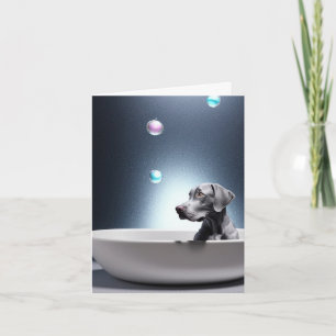 Weimaraner met Wenskaart van bubbels Kaart