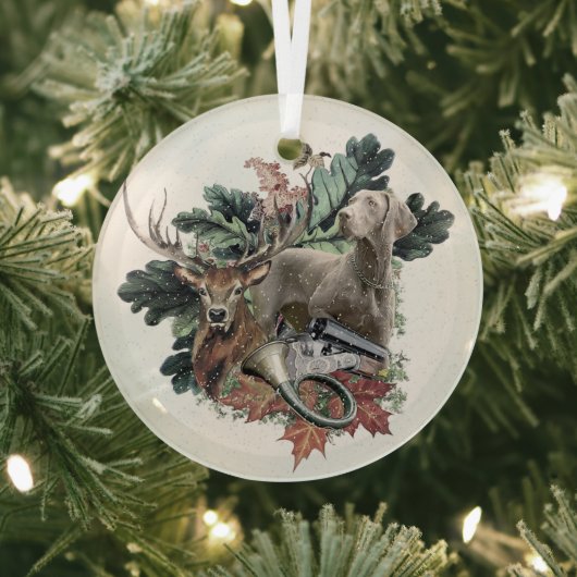 Weimaraner metal-versiering glas ornament (Insitu)