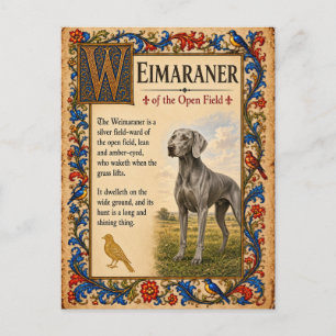 Weimaraner, Middeleeuwse Bestiarium Kunst Briefkaart