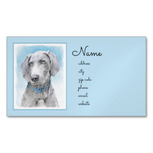 Weimaraner Painting - Keer originele Dog Art Magnetisch Visitekaartje