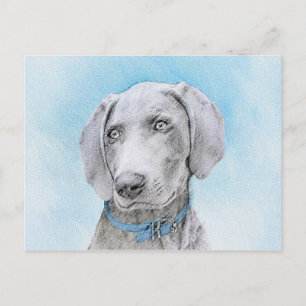 Weimaraner Painting - Kute Original Dog Art Briefkaart