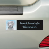 Weimaraner Painting - Kute Original Dog Art Bumpersticker (Op auto)