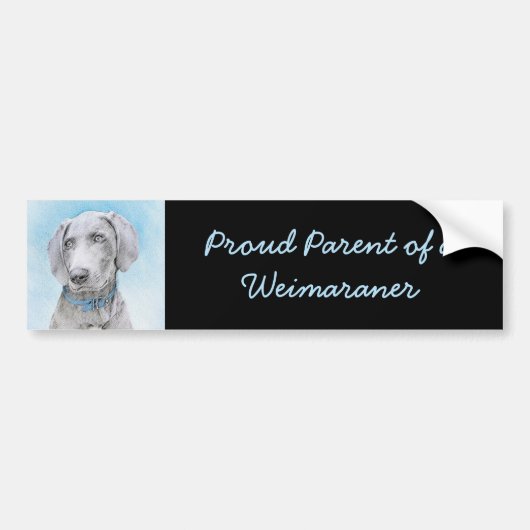 Weimaraner Painting - Kute Original Dog Art Bumpersticker (Voorkant)