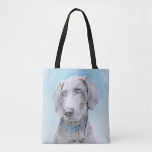 Weimaraner Painting - Kute Original Dog Art Draagtas