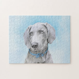 Weimaraner Painting - Kute Original Dog Art Legpuzzel