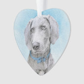 Weimaraner Painting - Kute Original Dog Art Ornament (voorkant)