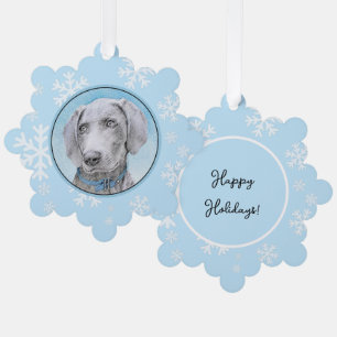 Weimaraner Painting - Kute Original Dog Art Ornament Kaart