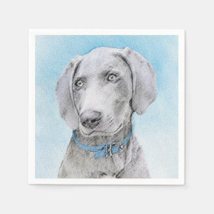 Weimaraner Painting - Kute Original Dog Art Servet
