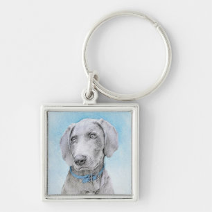Weimaraner Painting - Kute Original Dog Art Sleutelhanger