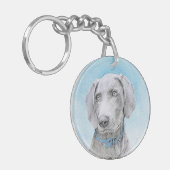 Weimaraner Painting - Kute Original Dog Art Sleutelhanger (Voorkant Links)