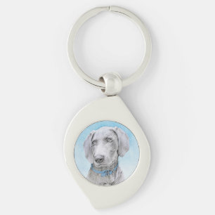 Weimaraner Painting - Kute Original Dog Art Sleutelhanger