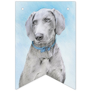 Weimaraner Painting - Kute Original Dog Art Vlaggetjes