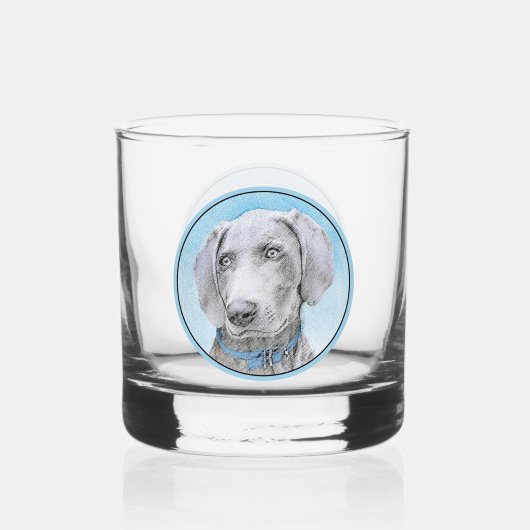Weimaraner Painting - Kute Original Dog Art Whisky Glas (Voorkant)