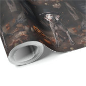 Weimaraner pompoenen Halloween eng Cadeaupapier (Rol Hoek)