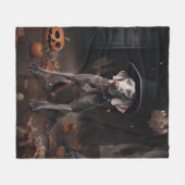 Weimaraner pompoenen Halloween eng Fleece Deken (Voorkant (Horizontaal))