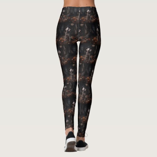 Weimaraner pompoenen Halloween eng Leggings (Achterkant)