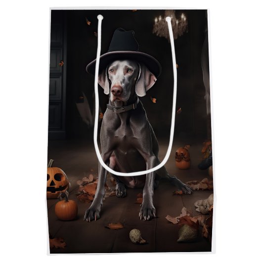 Weimaraner pompoenen Halloween eng Medium Cadeauzakje (Achterkant)